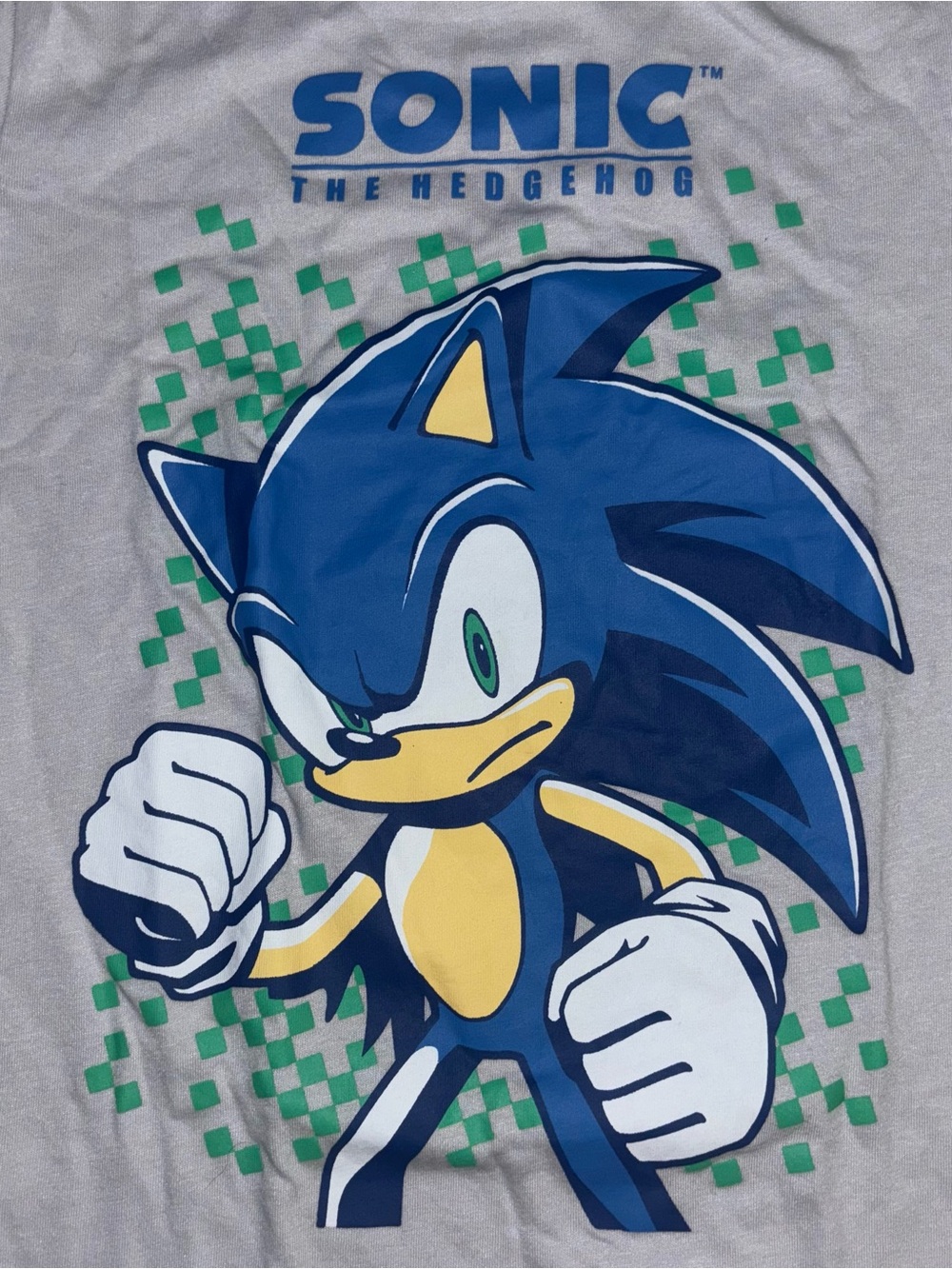 Sonic the Hedgehog Gray Short Sleeve Tee - Blue Graphic Kids Boy’s XXL(18) 2XL